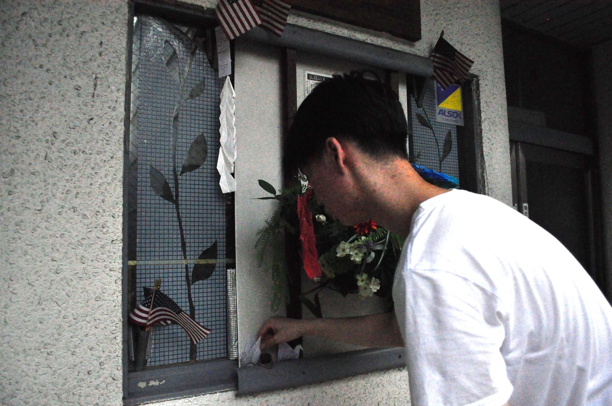 Leaving a note at the small memorial to the American airmen who died in the bombing, a story rarely told in either country.